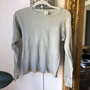 I stole my boyfriends shirt brand Be Happy Waffle Knit Long Sleeve Top size S